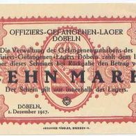 Döbeln Kriegsgefangenenlager 10 Mark vom 1.12.1917 , Offiziers- Gefangenen- Lager,