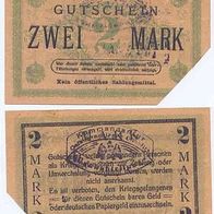 Döberitz Kriegsgefangenenlager 2 Mark mit Stempel, beste Erhaltung,