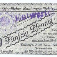 Eschwege Kriegsgefangenenlager 50 Pfennig vom 20. 11. 1917 mit Stempel und Kontrollnu