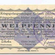 Golzern Mulde Kriegsgefangenenlager 2 Pfennig vom 1. 02. 1916 mit Stempel