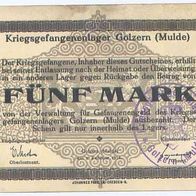 Golzern Mulde Kriegsgefangenenlager 5 Mark vom 1. 02. 1916 mit Stempel