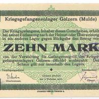 Golzern Mulde Kriegsgefangenenlager 10 Mark vom 1. 02. 1916 mit Stempel