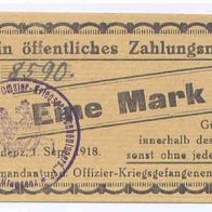 Graudenz Kriegsgefangenenlager 1 Mark vom 1. 09. 1918 handschriftliche Nummer 8590