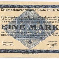 Groß Poritsch Kriegsgefangenenlager 1 Mark vom 1. 02. 1916 , beste Erhaltung