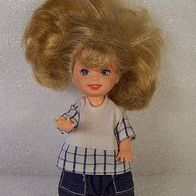 Kleine Barbie-Puppe, Mattel 1994, kariertes Oberteil + Jeans-Hose