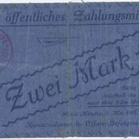 Hannover Münden Kriegsgefangenenlager 2 Mark vom 01. 05, 1915, Leinen