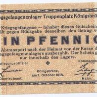 Königsbrück Kriegsgefangenenlager 1 Pfennig vom 1. 10. 1915 beste Erhaltung