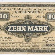 Quedlinburg Kriegsgefangenenlager 10 Mark vom 1. 01. 1916 Mannschaftslager