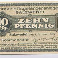 Salzwedel Kriegsgefangenenlager 10 Pfennig vom 1. 01. 1916 Mannschaftslager