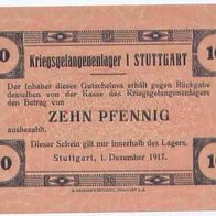 Stuttgart Kriegsgefangenenlager 10 Pfennig vom 1. 12. 1917