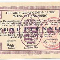 Wiesa Annaberg Kriegsgefangenenlager 5 Pfennige vom 1. 01.1916,
