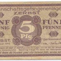Zerbst Kriegsgefangenenlager 5 Pfennig vom 1. 01. 1916,