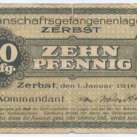 Zerbst Kriegsgefangenenlager 10 Pfennig vom 1. 01. 1916