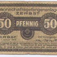 Zerbst Kriegsgefangenenlager 50 Pfennig vom 1. 01. 1916, Nr. 074392,