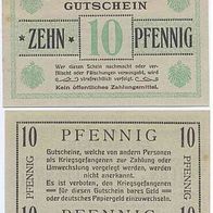 Zossen Kriegsgefangenenlager Halbmondlager 10 Pfennig, graugrün