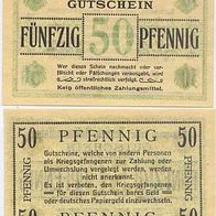 Zossen Kriegsgefangenenlager Halbmondlager 50 Pfennig, graugrün mit Wz