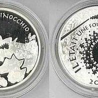 Frankreich Silber 1 1/2 Euro 2002 PP Farbe "PINOCCHIO" nur 9.928 Exempl. !!!
