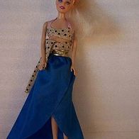 Barbie Puppe - Gold-Blaues Sexy-Kleid