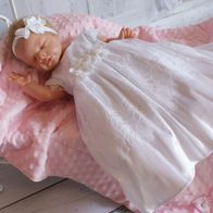 Taufkleid Festkleid Taufgewand Kleid Taufe Hochzeit Babykleid Weiß Punkte Eko 