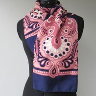 Damen Schal 104 x 22 Schlauch blau-rosa Muster Halstuch Stola Ornamente Polyester
