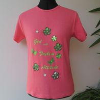 Mädchen T-Shirt Gr. 146 / 152 lachs Blumen Top Shirt Pulli Pullover Hemd Girl