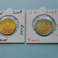 Finnland 2009 2 Euro Gedenkmünze + 1x vergoldet Jahrestag * *