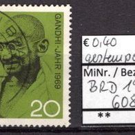 BRD / Bund 1969 100. Geburtstag von Mahatma Gandhi MiNr. 608 gestempelt -2-