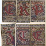 Preetz Notgeld 6 Scheine 6 x 5 0 Pfennig im April 1921,