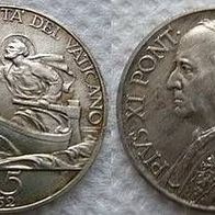 Vatikan 5 Lire 1932 Papst Pius XI. (1932-1939)