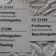 3 Zuglaufschilder RB 27197,27198,27199 von/ nach Freilassing