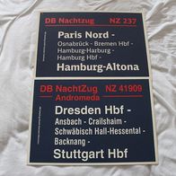 2 Zuglaufschilder NZ 237 Paris-Hamburg + NZ 41909 Andromeda Dresden-Stuttgart