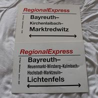 2 Zuglaufschilder RegionalExpress ab Bayreuth