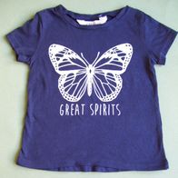 H&M T-Shirt Gr. 92 ca. 1,5-2 Jahre Dunkelblau mit Schmetterling Glitzer