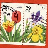USA 1993 Gartenblumen Zusammendruck Mi.2361.E. + 2362.E. gest.