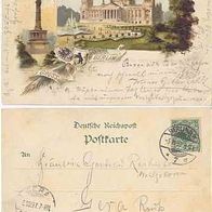 Berlin 1897 Litho Reichstag und Siegessäule