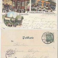 Berlin 1901 AK Litho Gruss aus dem Franziskaner am Stadtbahnhof.