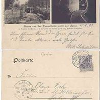 Berlin 1903 AK Tunnelbahn unter der Spree.