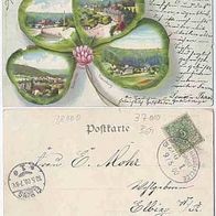 Harz 1900 Litho AK mit Tresenburg, Suserode, Mägdesprung und Alexisbad.