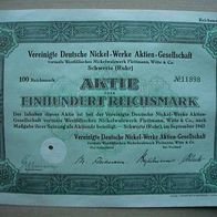 Aktie Vereinigte Deutsche Nickel-Werke Schwerte 100 RM 1942