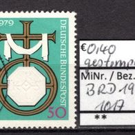BRD / Bund 1979 Heiligtumsfahrt Aachen MiNr. 1017 gestempelt