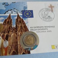 Vatikan 2005 2 Euro Sondermünze Weltjugendtag Köln als Numisbrief Europa - Edition