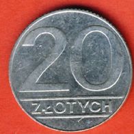 Polen 20 Zlotych 1990 ohne Riffelrand