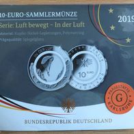 10-Euro Polymermünze "IN DER LUFT" G Karlsruhe Spiegelglanz