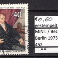 Berlin 1973 200. Geburtstag von Ludwig Tieck MiNr. 452 gestempelt