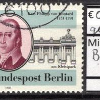 Berlin 1981 250. Geburtstag von Karl Philipp von Gontard MiNr. 639 gestempelt -2-