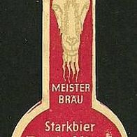 ALT ! DDR Bieretikett Meister Bräu / Brauhaus † 1997 Halle/ Saale Sachsen-Anhalt