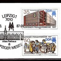 DDR 865 Mi 3080-3081 gest. auf Briefstück mit SST Leipziger Messe - Altes Rathaus