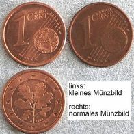 1 Cent 2002 A - Euro Variante Fehlprägung - Kleines Münzbild (KMB)