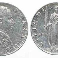 Vatikan 5 Lira 1951 Papst PIUS XII. (1939-1958)