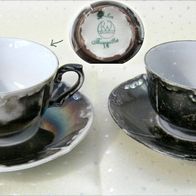 2 alte Porzellan Tassen * Feinsilber Espressotasse Moccatasse Rudolph Wächter